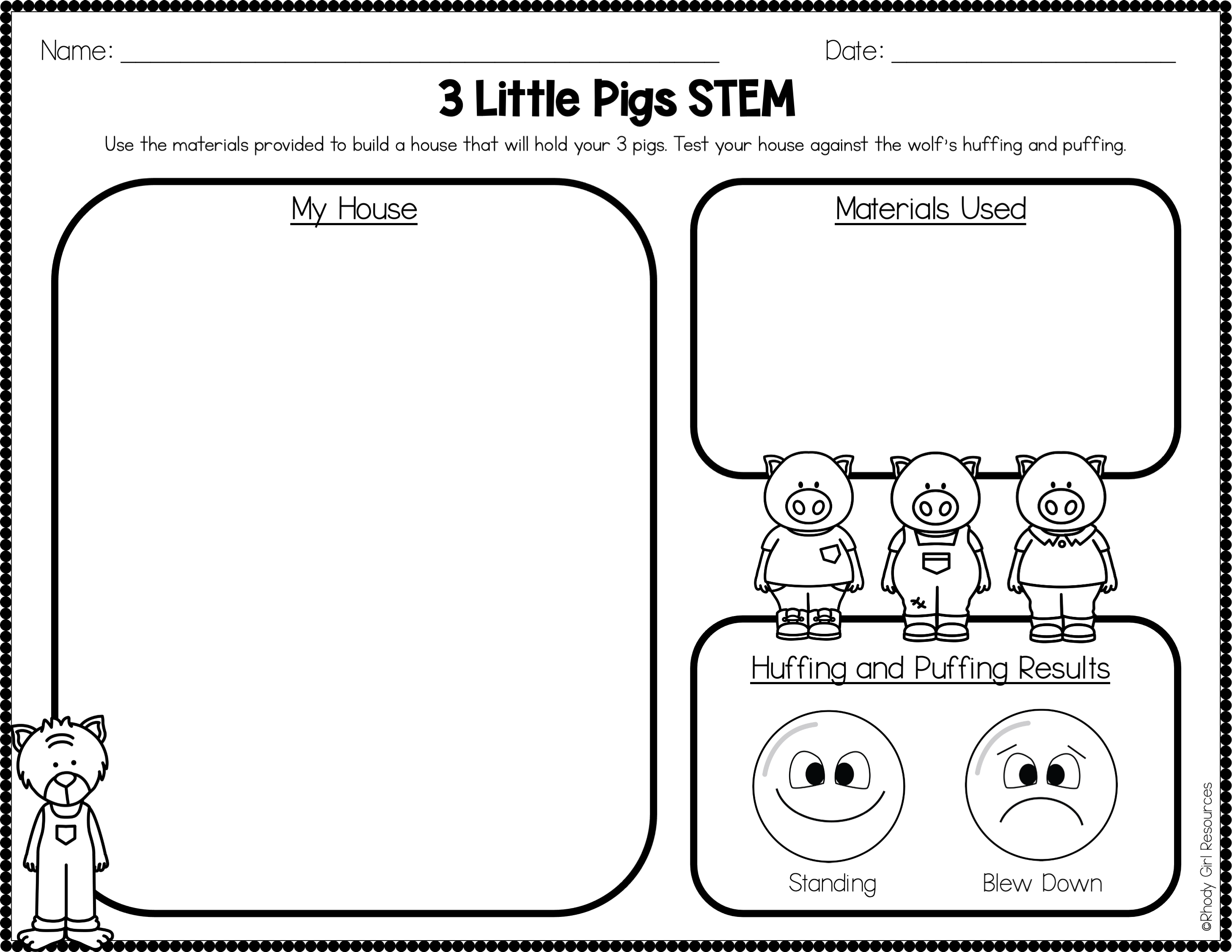 The 3 Little Pigs STEM Literacy Activities Rhody Girl Resources