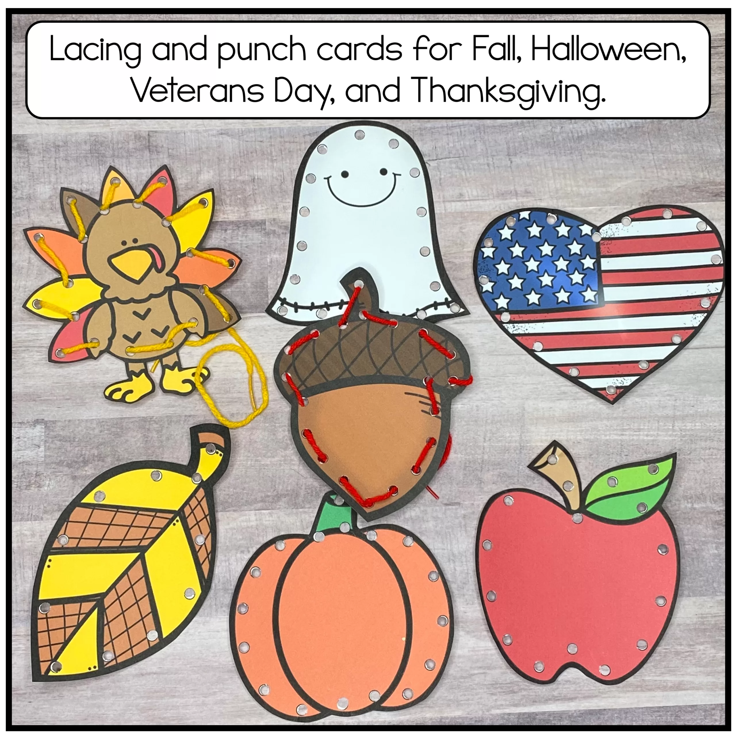 Fall Fine Motor Hole Punch Cards with Pumpkin Theme