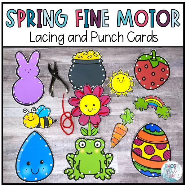 Spring Fine Motor Activities- Lacing Cards and Punch Cards