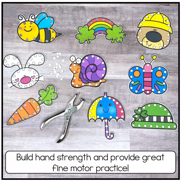 Spring Fine Motor Activities- Lacing Cards and Punch Cards - Image 3