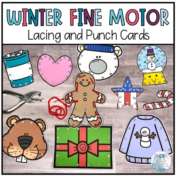 Christmas & Winter Fine Motor Activities - Hole Punch & Lacing Cards