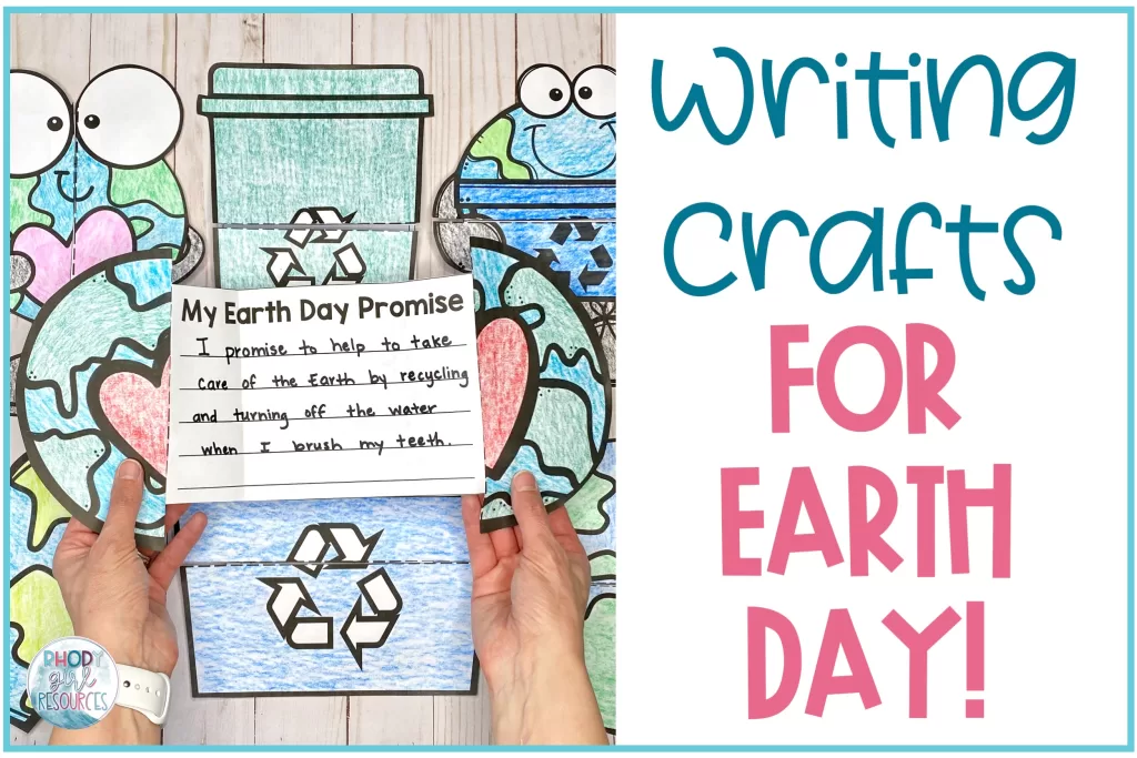 An Earth Day writing craft sharing a student's Earth Day promise.