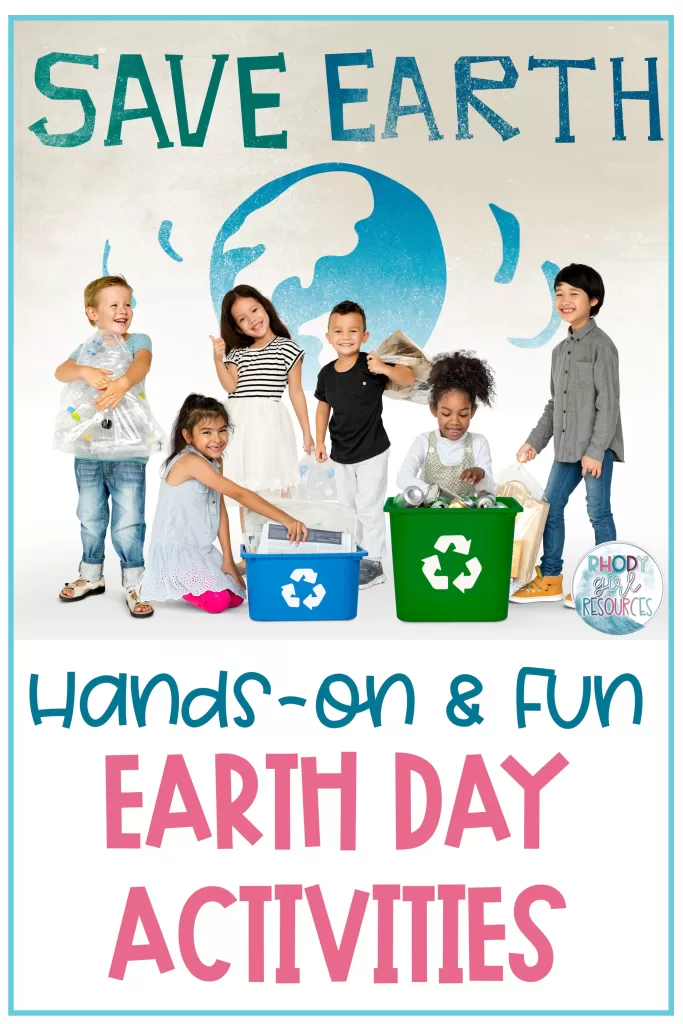 Six kids recycling and modeling to Earth day activities for kindergarten.