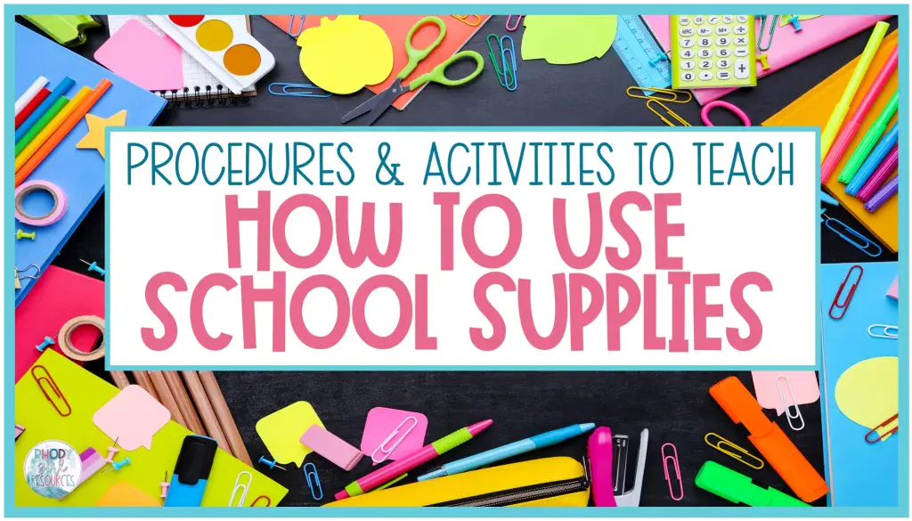 a background showing different school supplies